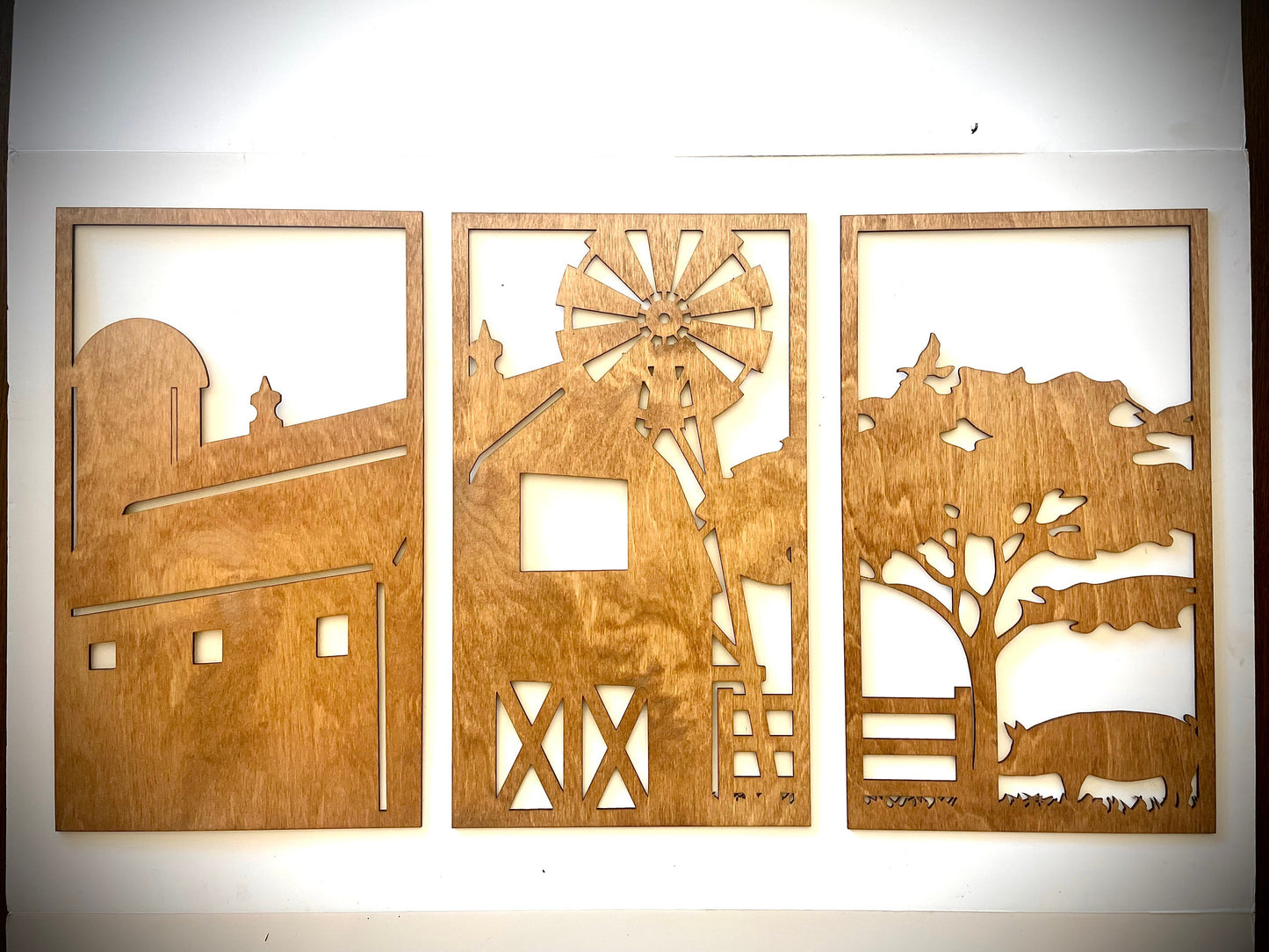 Farm Scene Wood Wall Art | Pig | 3-Panel Set | Multiple Sizes & Finishes
