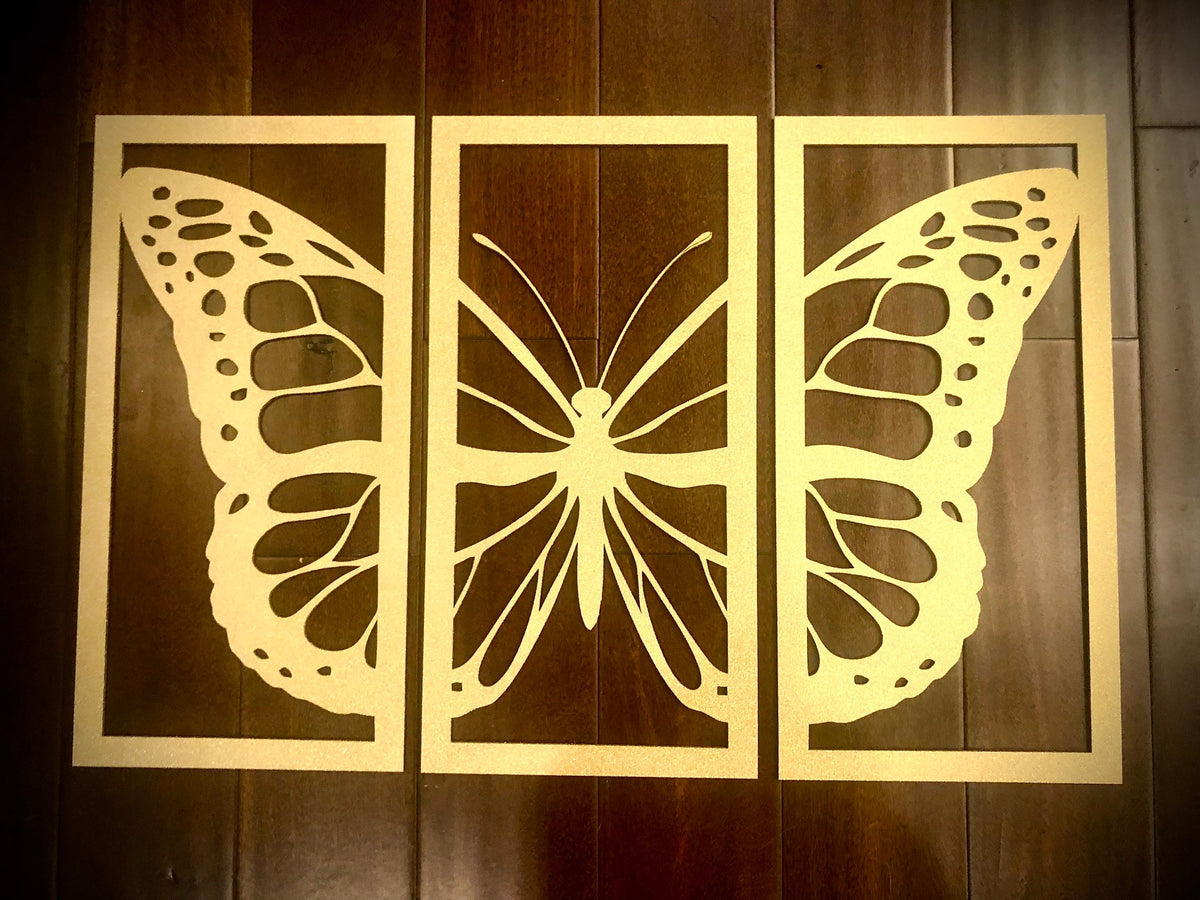 Butterfly Wood Wall Art | 3-Panel Set | Multiple Sizes & Finishes | Style 2