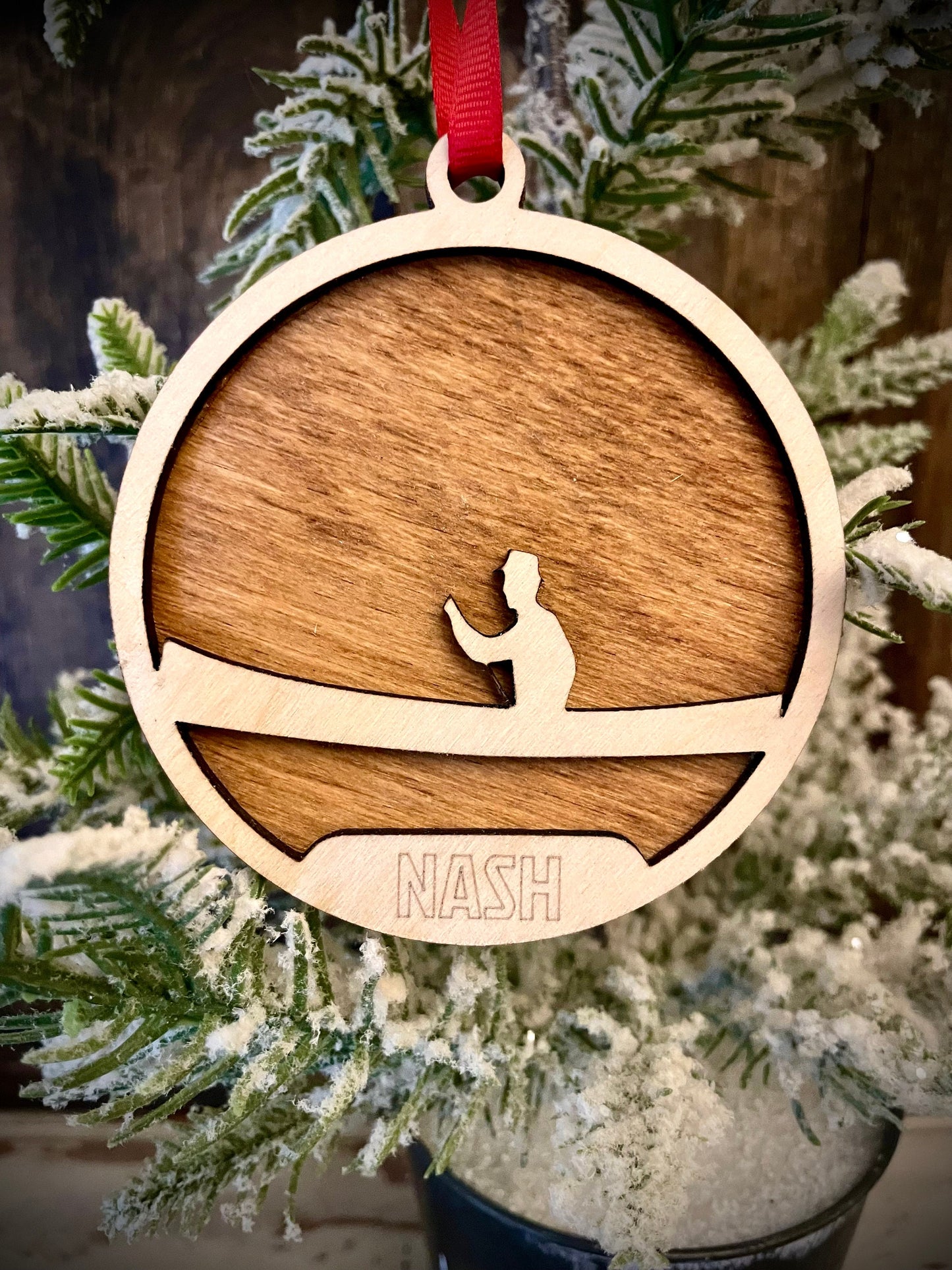 Canoe Canoeing Personalized 2-Layer Wood Christmas Ornament & Gift Tag | Multiple Finishes | Canoeing Gift