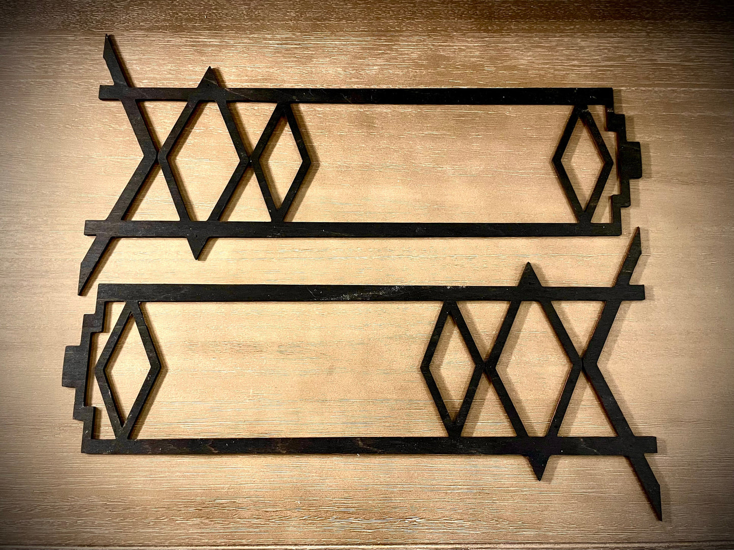 Boho Modern Art Deco Art Deco wood drawer DOUBLE knob accent available in natural or 14 other finishes.  2 pieces. Set M