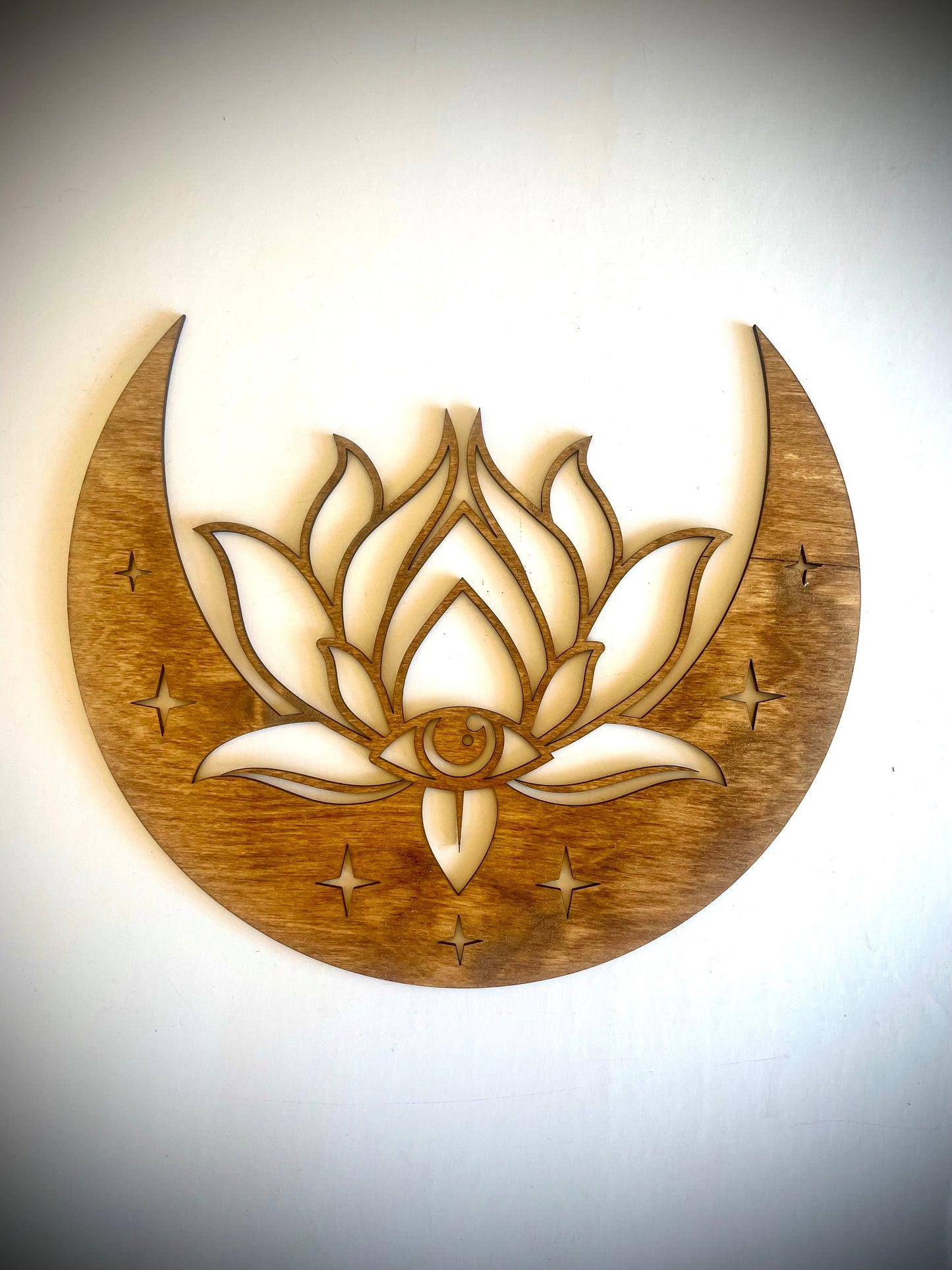 Lotus Moon Mandala Wood Wall Art | 3-Panel Set | Multiple Sizes & Finishes