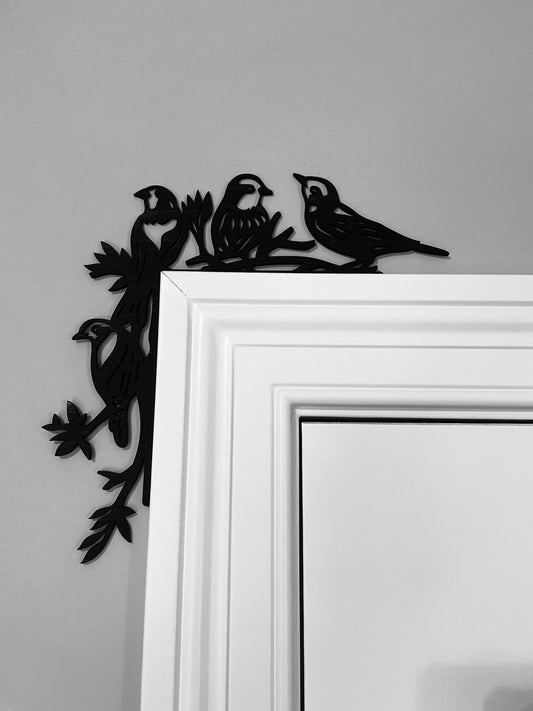 Chickadee Wood Window & Door Corner Accent & Trim | Set of 2 | Multiple Sizes & Finishes | Bird Style 03