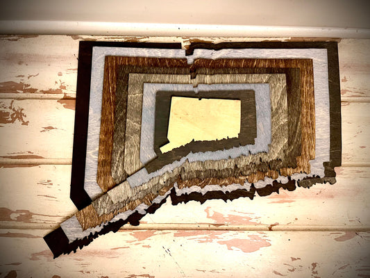 Connecticut Stacked State 3D Wood Table & Wall Art | Multi-Color