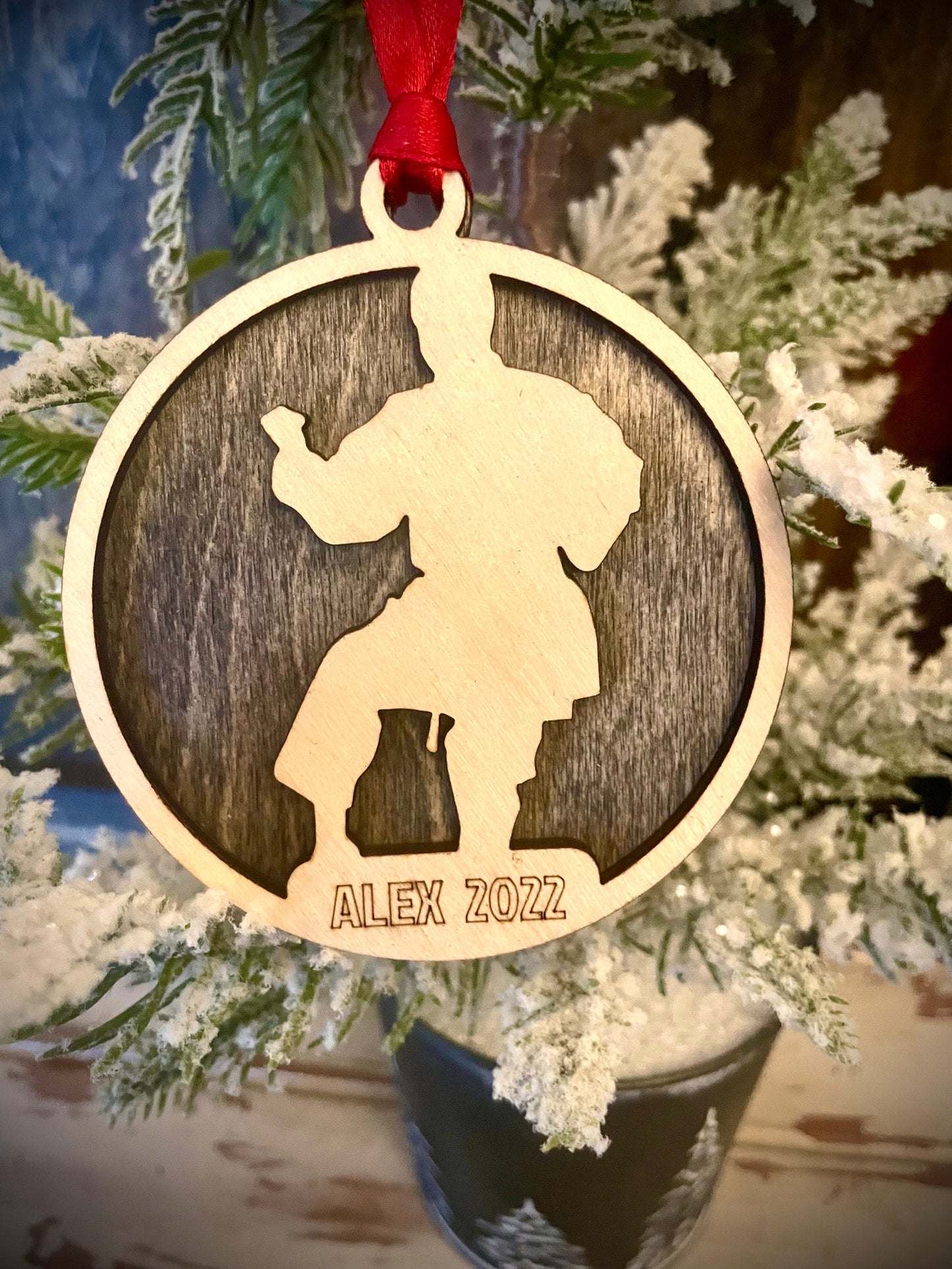 Martial Arts Karate Personalized 2-Layer Wood Christmas Ornament & Gift Tag | Multiple Finishes | Martial Arts Gift (#11)
