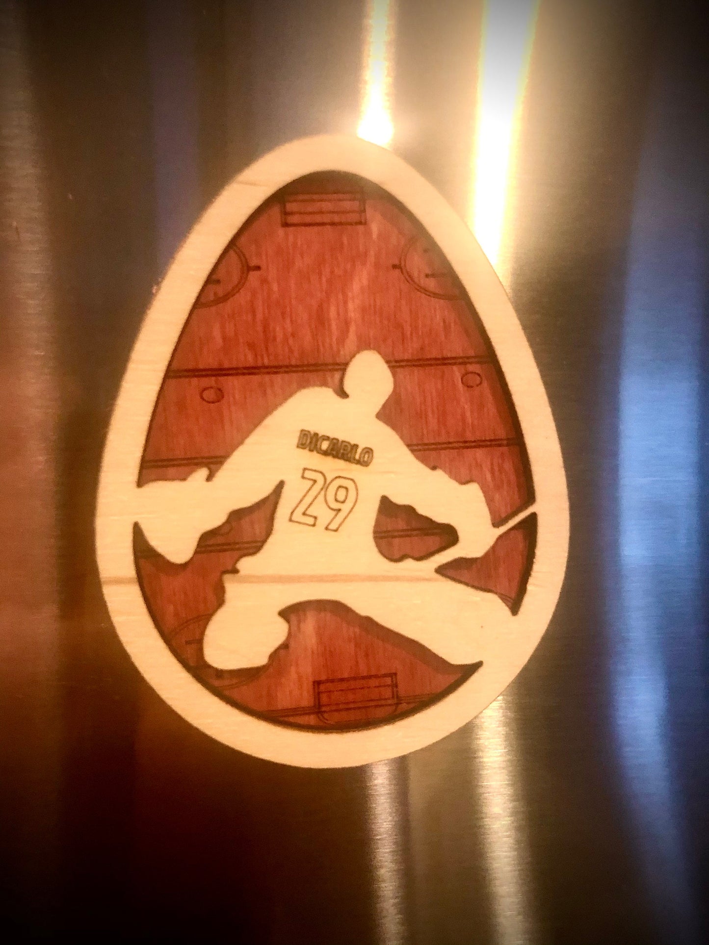 Personalized Hockey Goalie Easter Egg Magnet | Engraved Name & Number | Easter Gift