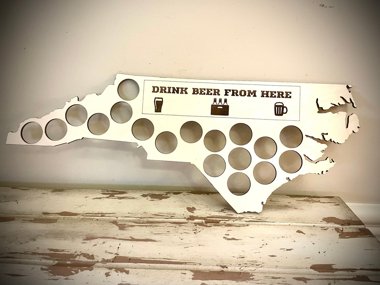 All 50 States "Drink Beer From Here" Wood Bottle Cap Holder | Bar Decor Gift