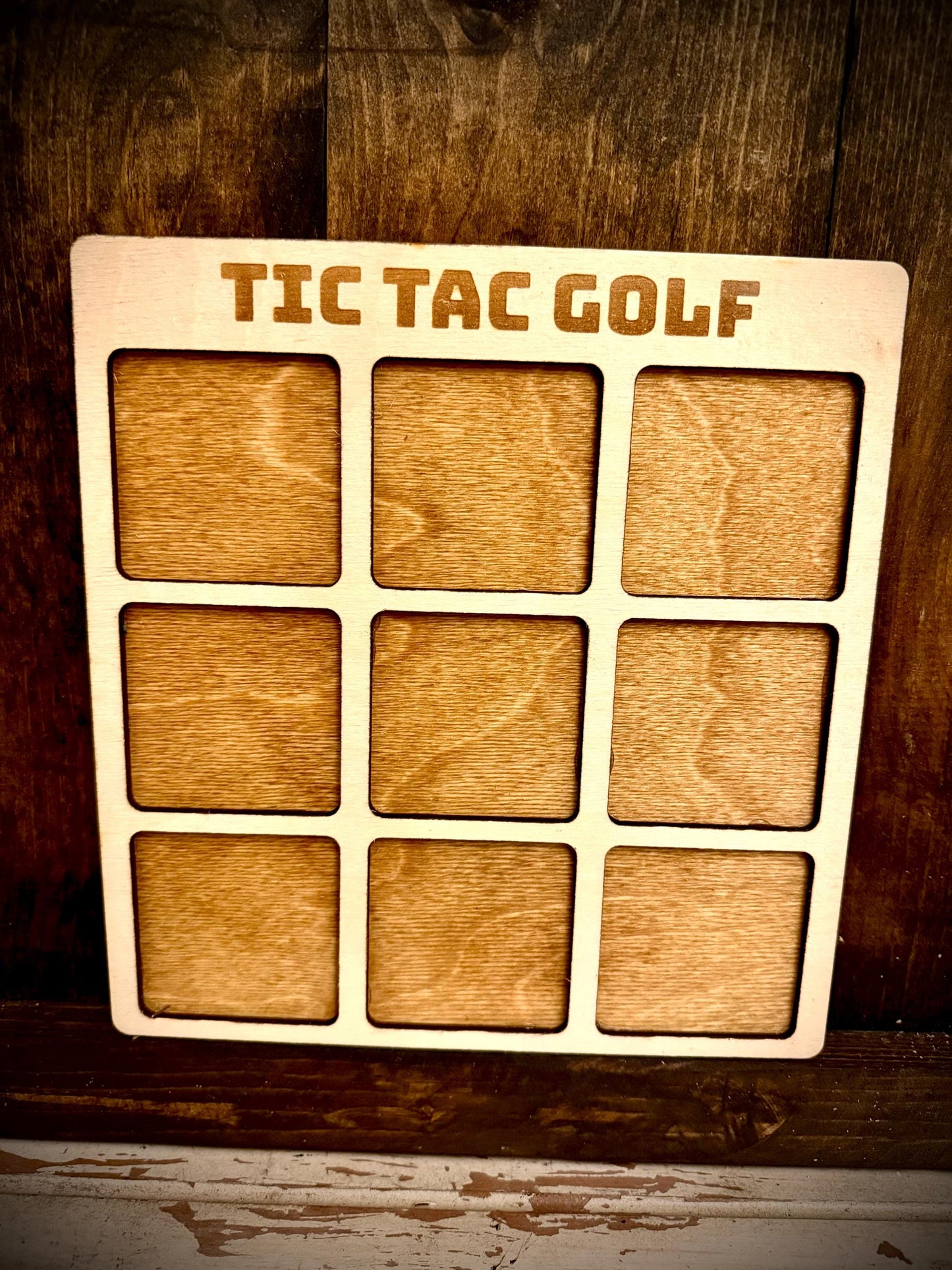 Tic Tac Golf Wood Game | Laser Engraved | 12 Finishes | Golf Gift