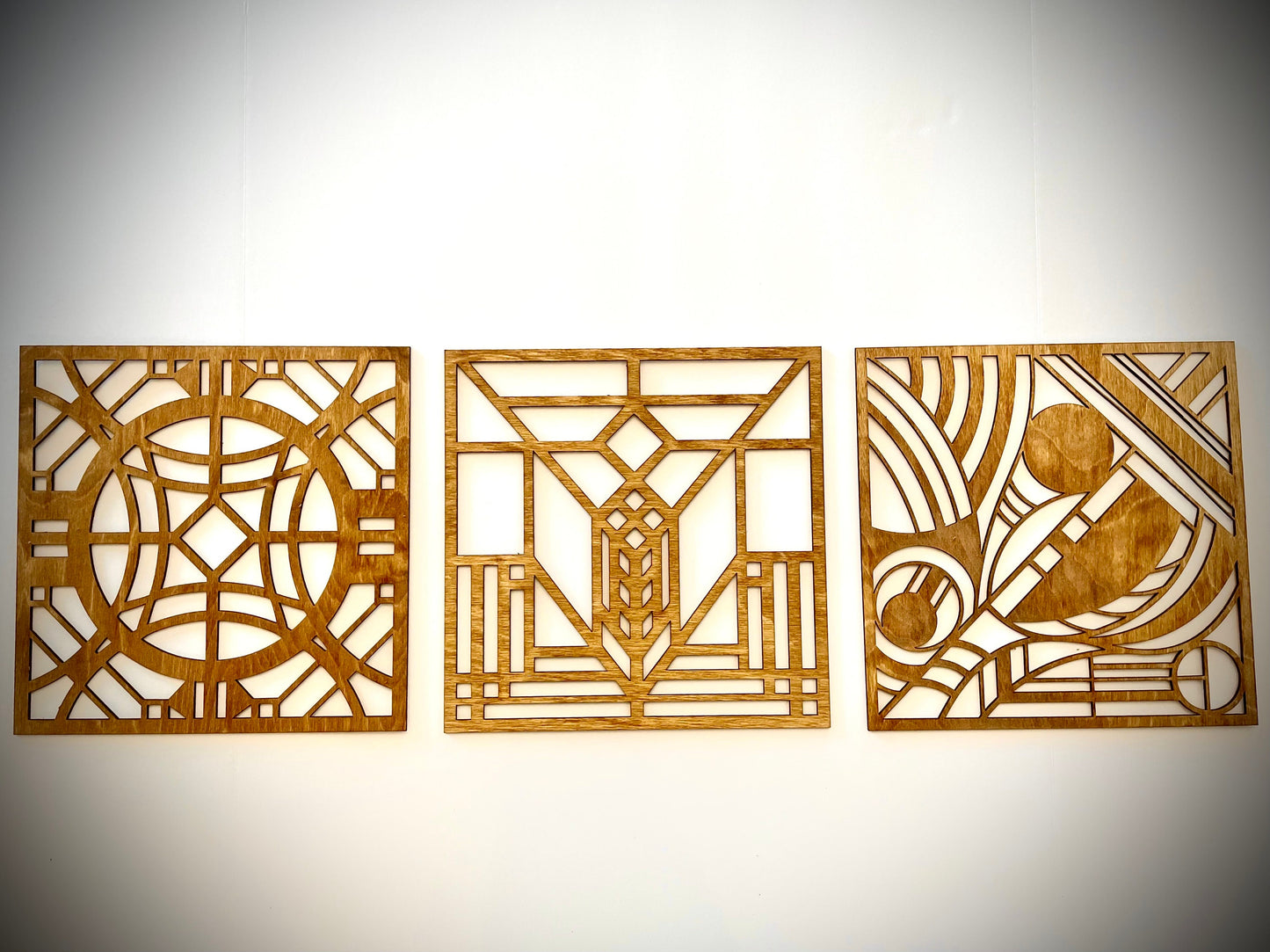 Boho Modern Art Deco Art Deco Geometry wood wall art, 3 panel in multiple sizes and finishes, decor wall art original -C