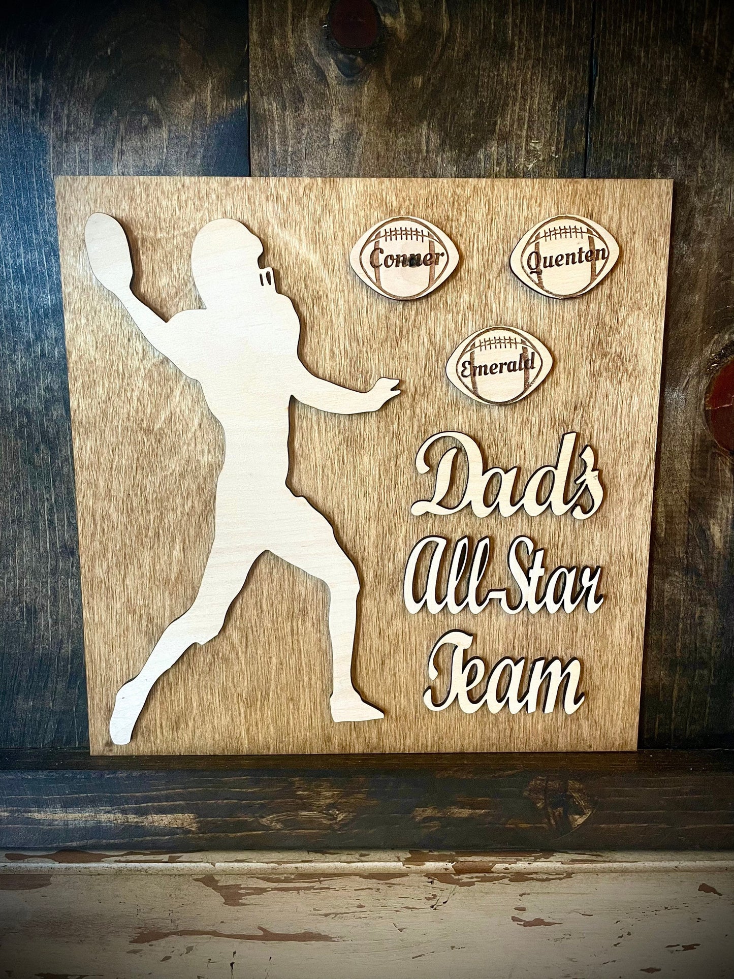 Custom Football Wood Plaque | Father's Day, Birthday & Christmas Gift