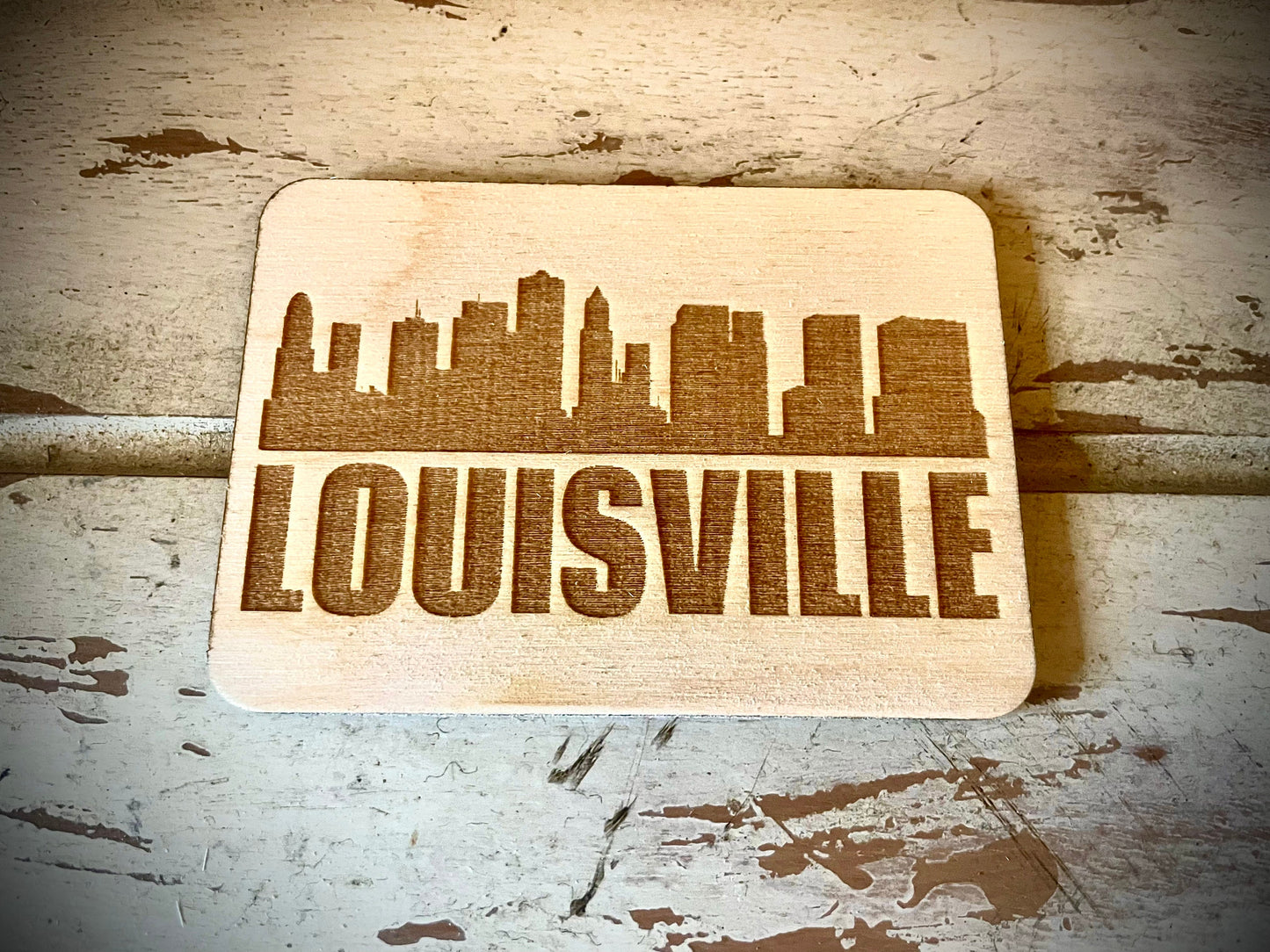 Louisville Skyline Wood Magnet | City Souvenir | 3.5" x 2.5"