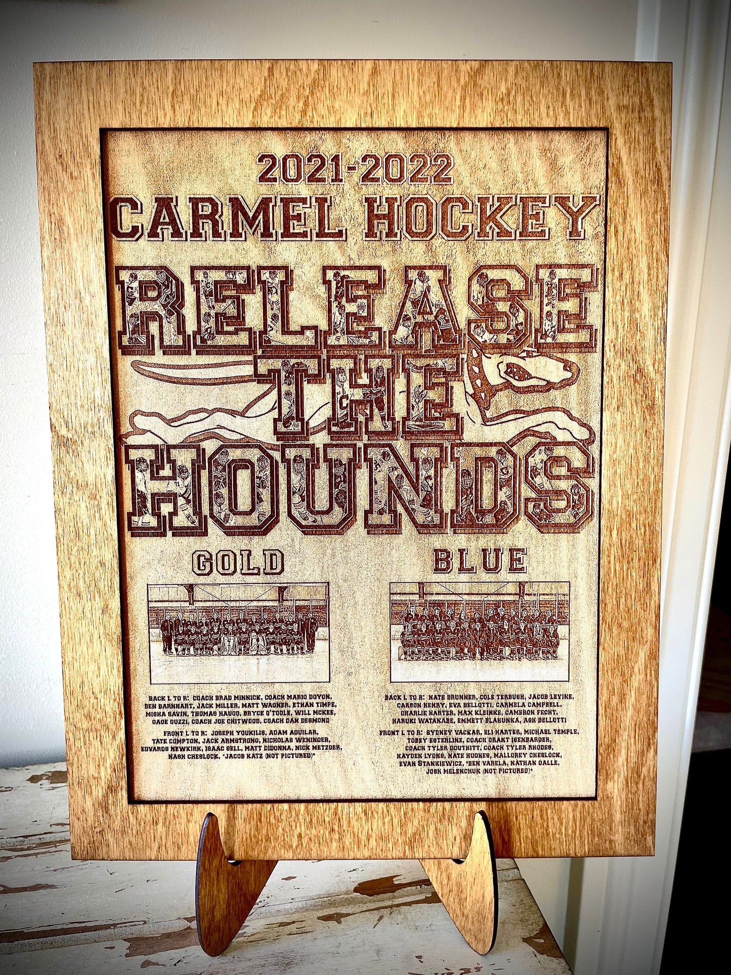 Sports Team Photo Engraved on Wood | Framed with Optional Easel | Individual or Group