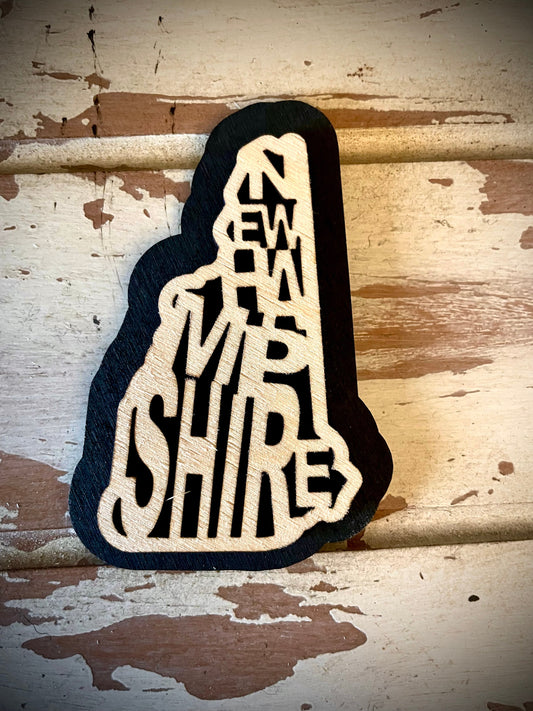 New Hampshire Word Art 2-Layer Wood Refrigerator Magnet | 12 Finishes | State Pride Gift