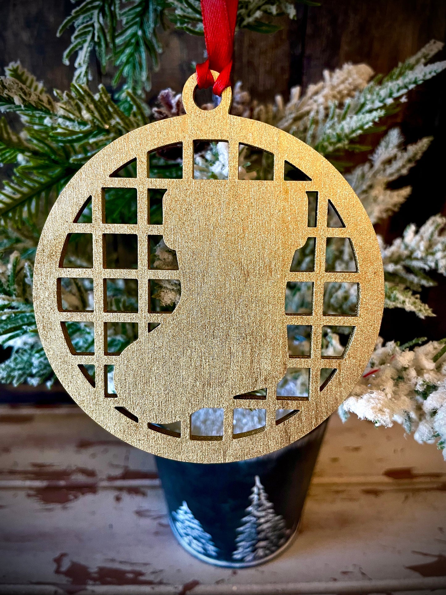Symbols of Christmas Art Deco Stocking Wood Ornament | Gold & 14 Other Finishes | Holiday Gift