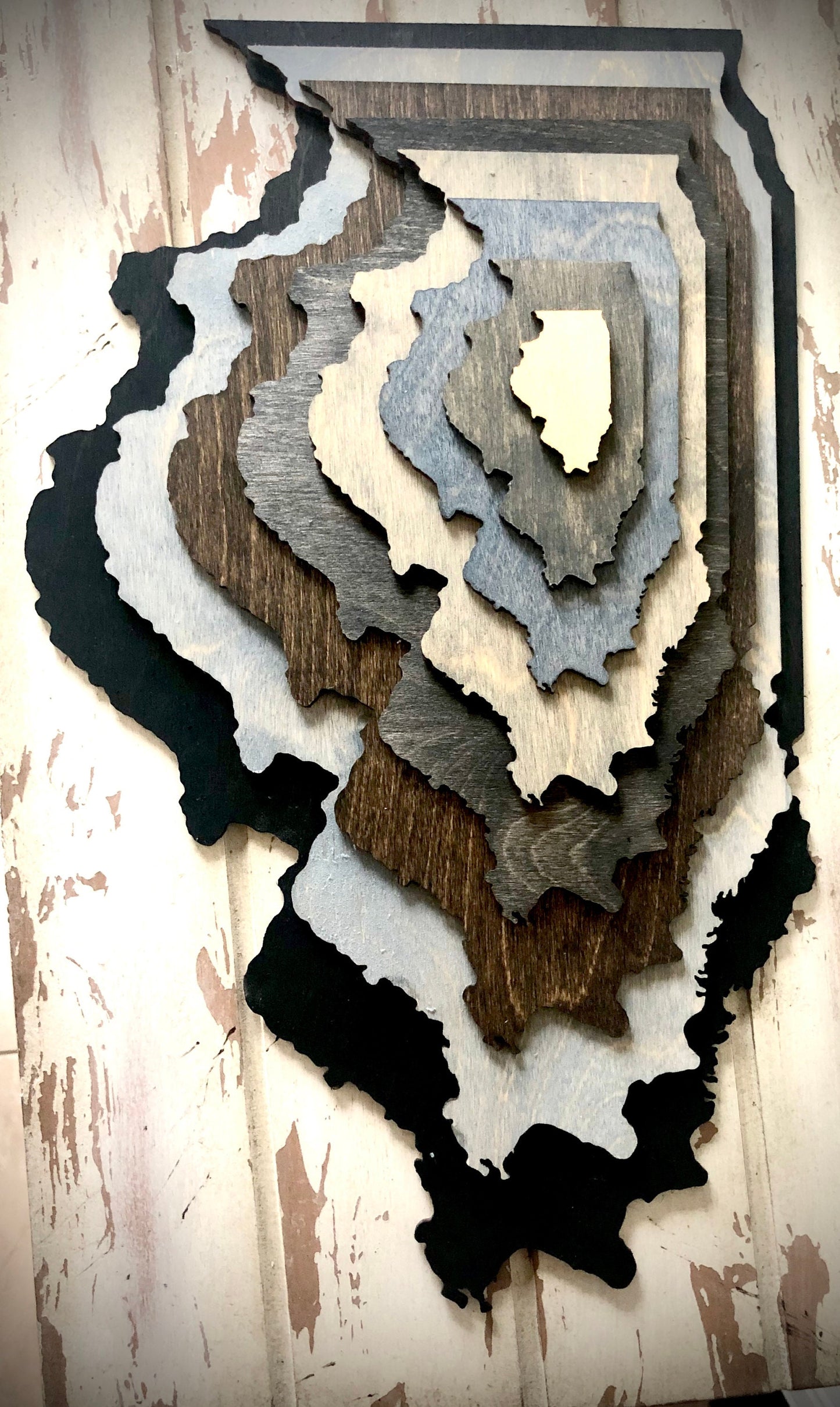 All 50 States 8-Layer Stacked Wood Table & Wall Art | Multi-Color | State Pride Gift