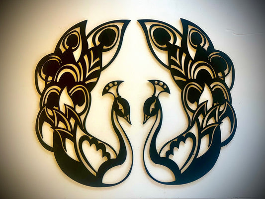 Boho Modern Peacock Wood Wall Art | 2-Panel Set | Multiple Sizes & Finishes