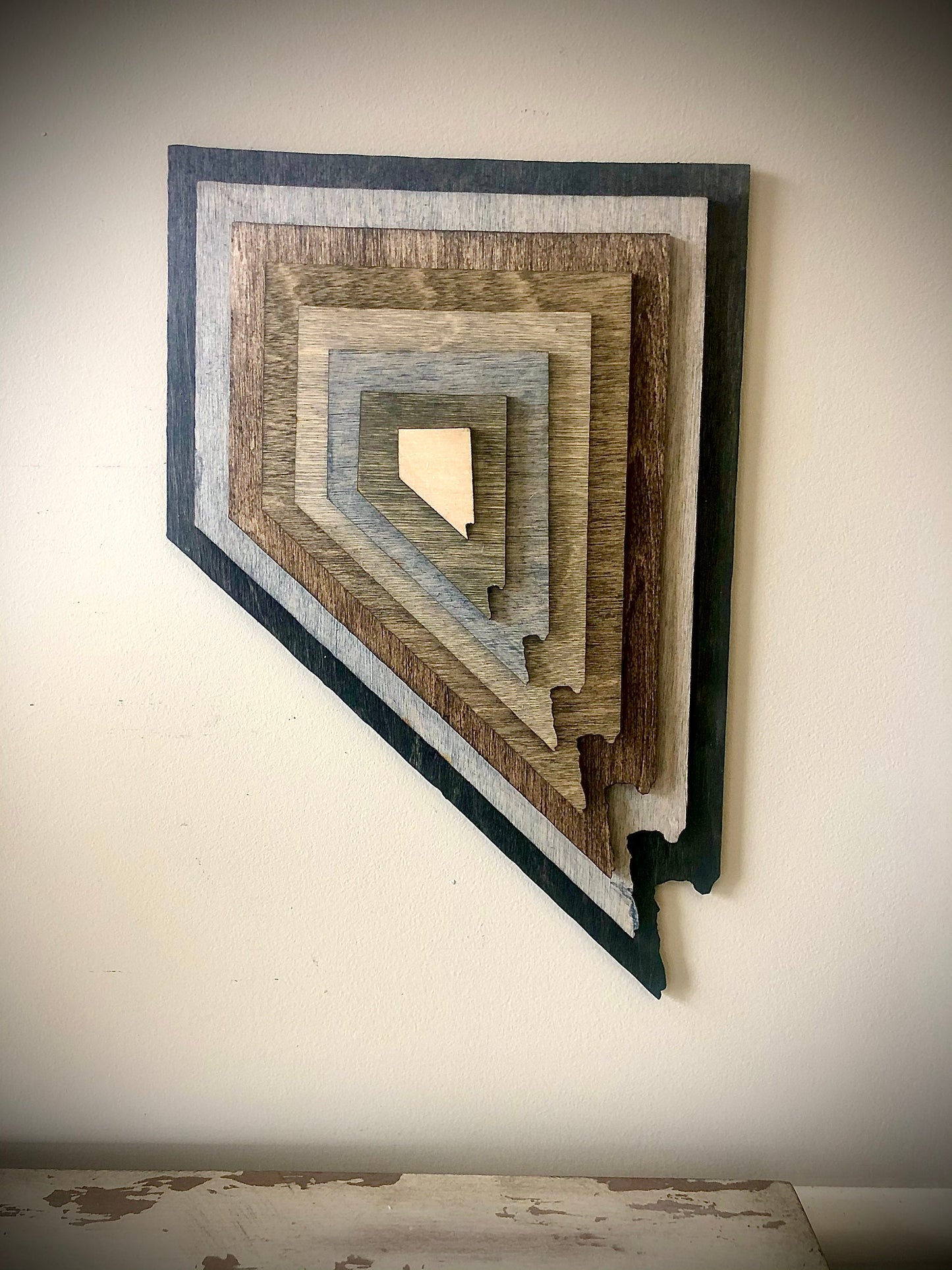 Nevada Stacked State 3D Wood Table & Wall Art | Multi-Color