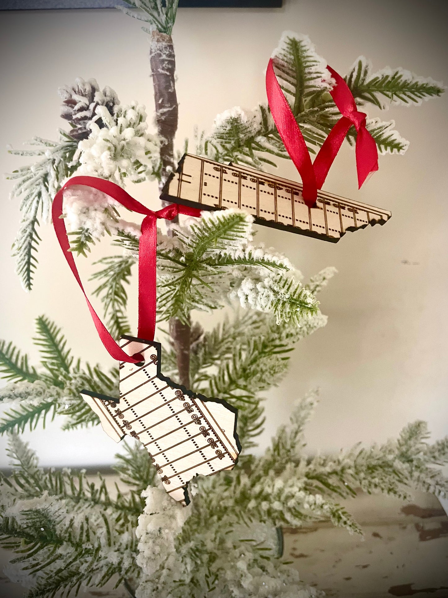 Football State Shape Wood Ornament & Gift Tag | Football Field Overlay | Football Gift | Coach Gift