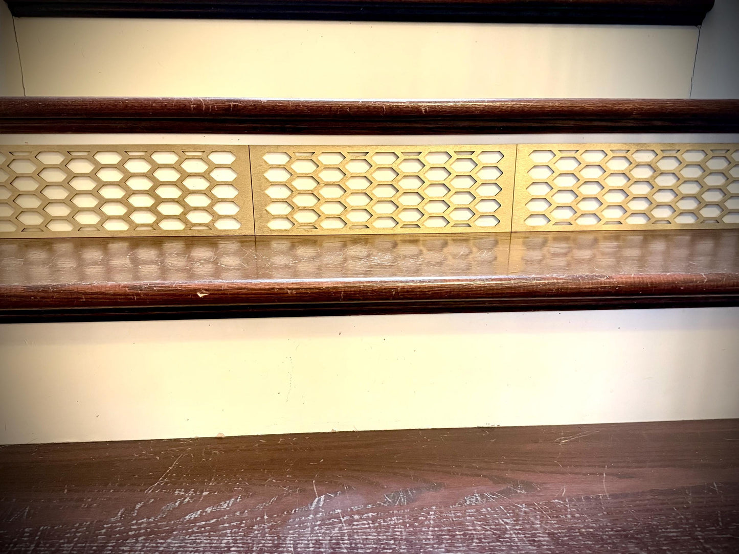 Art Deco art deco honeycomb shapes staircase accents / embellishments (set of 3) available in multiple finishes-Art Deco style H