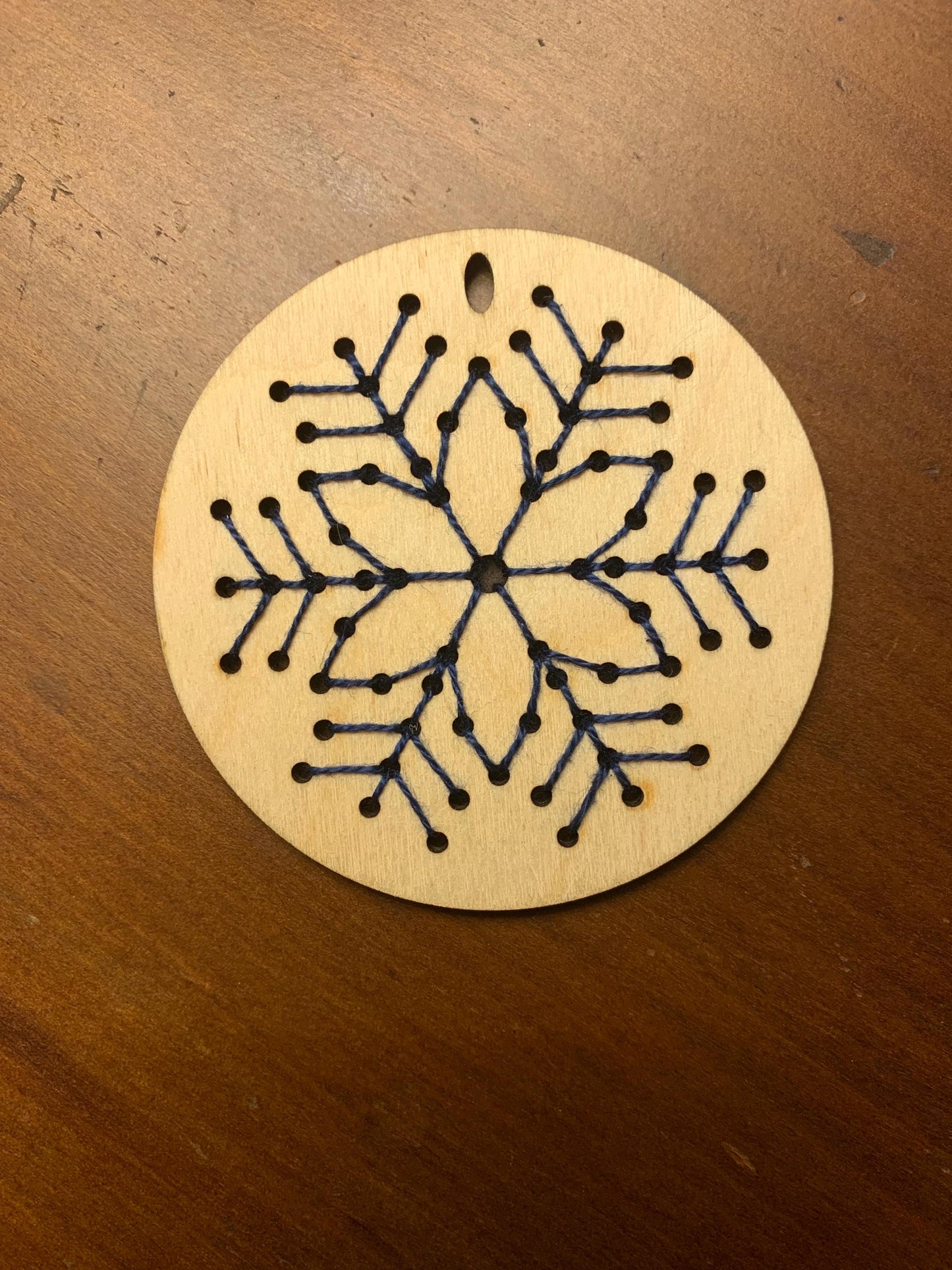 Cross Stitch Snowflake Round Christmas Ornament Wood Blanks | Assorted Quantities