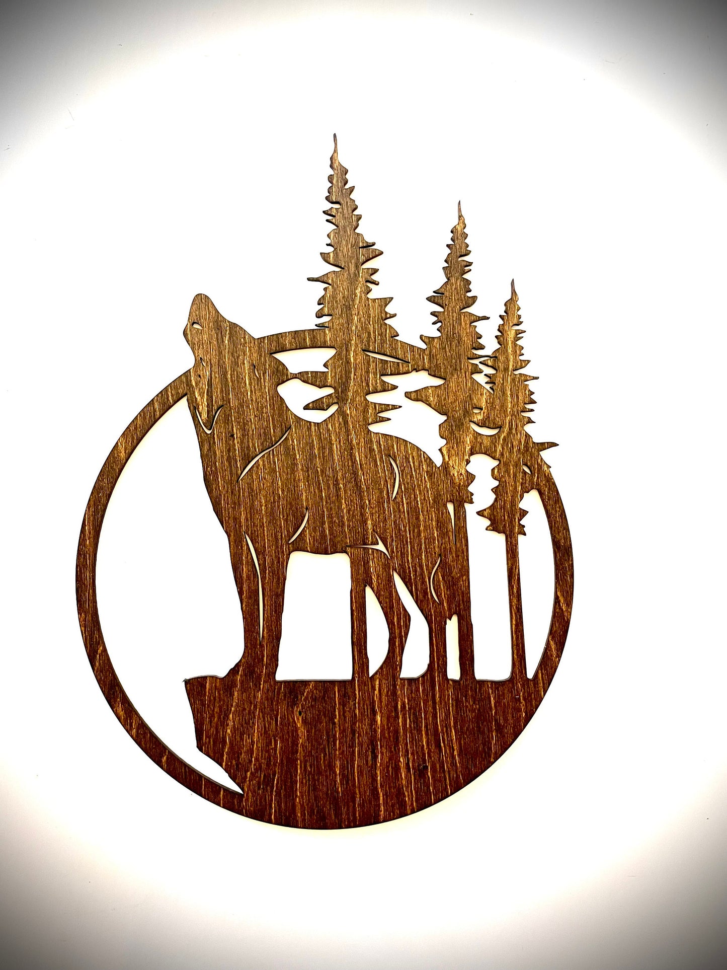 Wolf Scene Wood Wall Art | 3-Panel Round Set | Multiple Finishes
