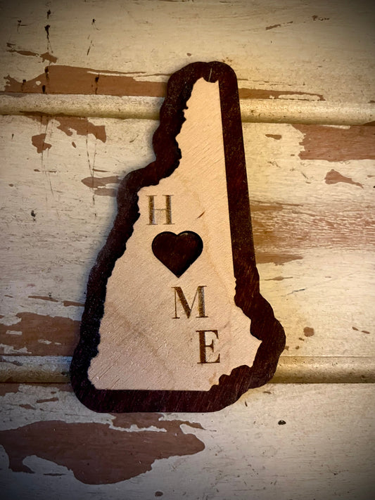 New Hampshire HOME 2-Layer Wood Refrigerator Magnet | 12 Finishes | State Pride Gift