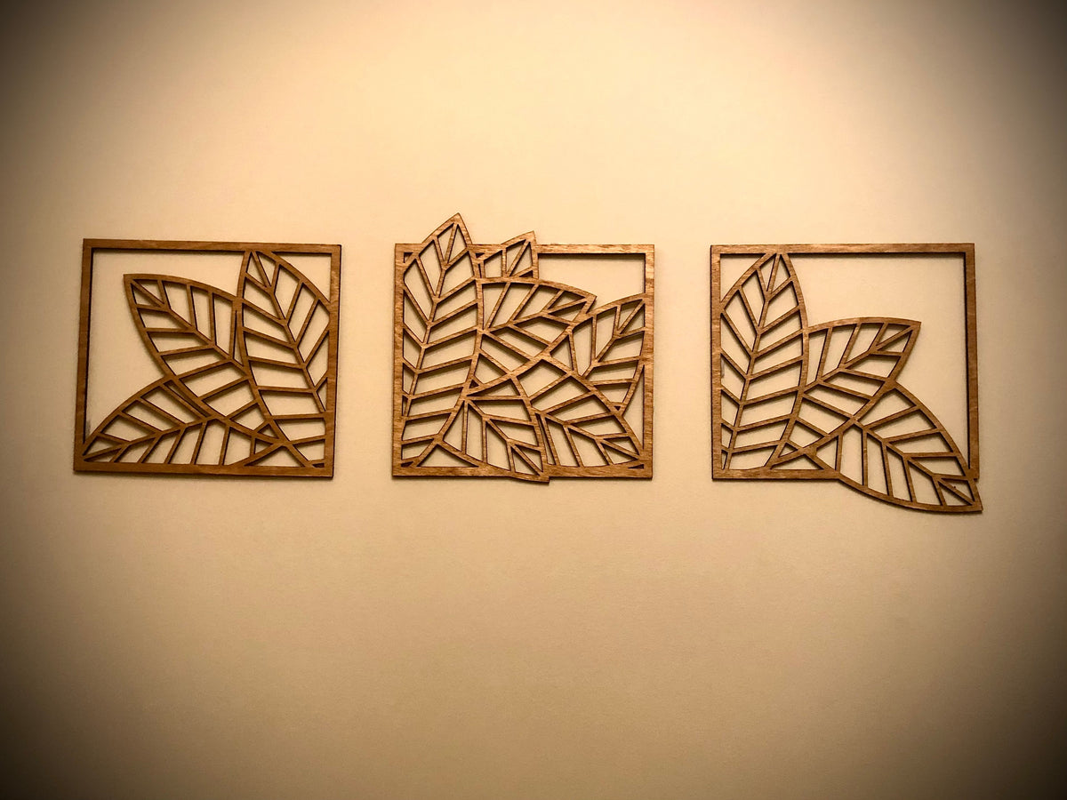 Boho Monstera & Banana Leaf Tree Wood Wall Art | 3-Panel Set | Multiple Finishes