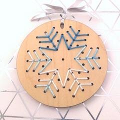 Cross Stitch Snowflake Round Christmas Ornament Wood Blanks | Assorted Quantities