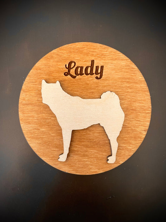 Akita Dog Breed Wood Refrigerator Magnet | 12 Finishes | Dog Lover Gift