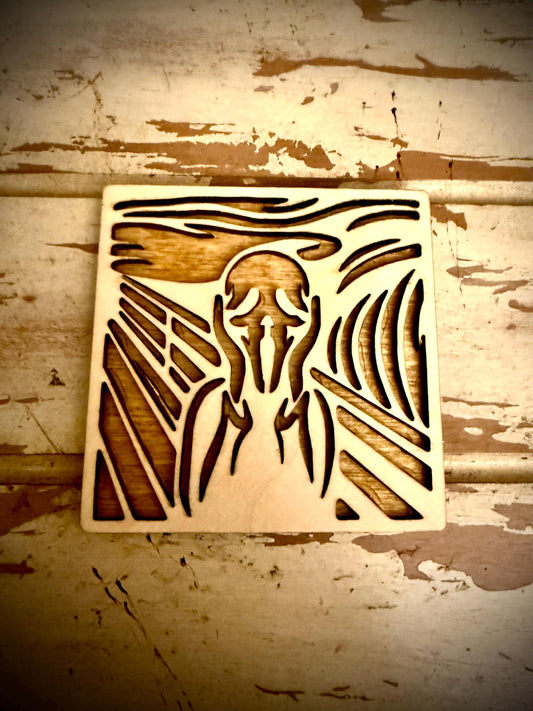 The Scream by Edvard Munch 2-Layer Square Wood Magnet | 12 Finishes | Art Lover Gift