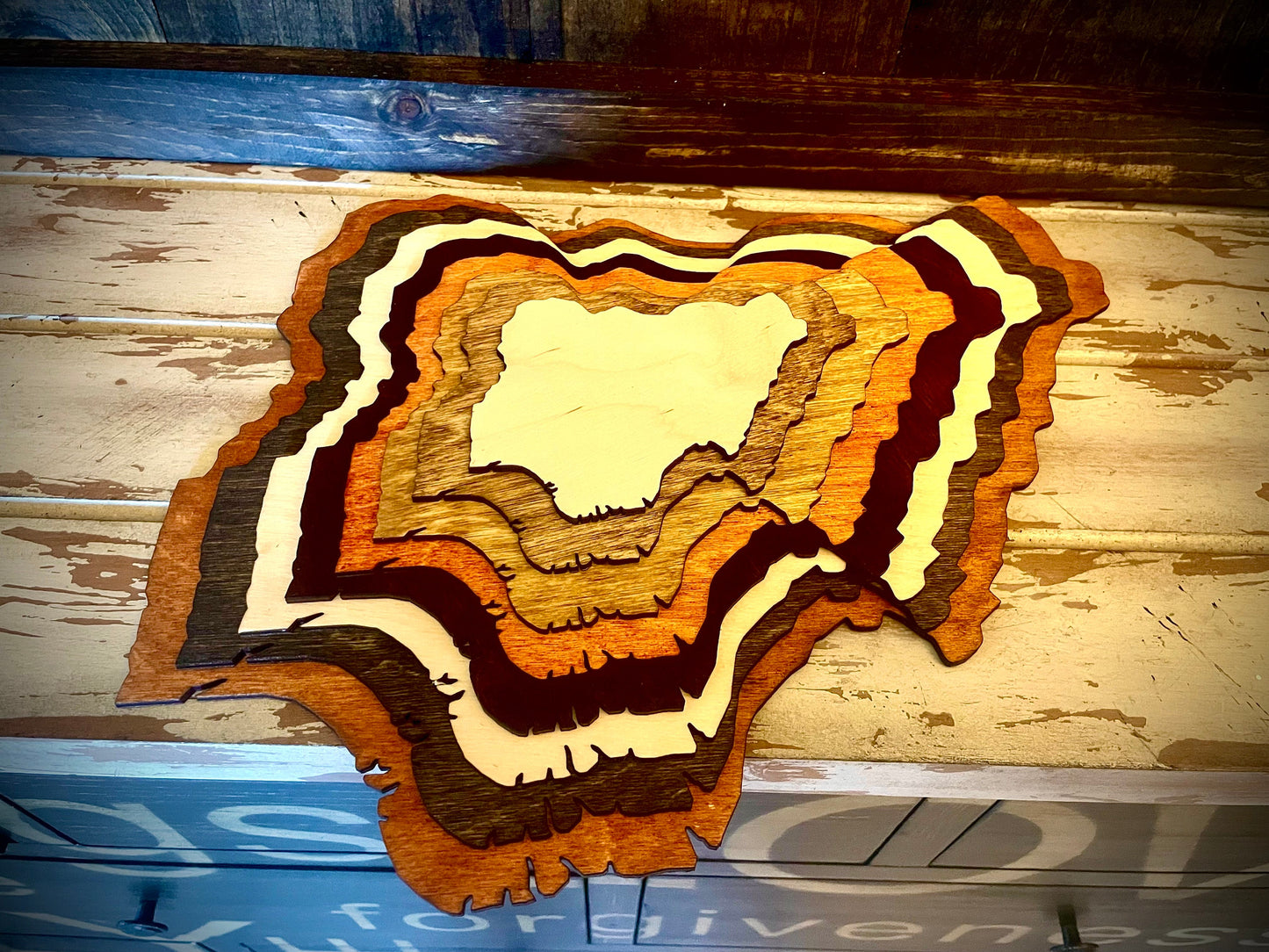 Nigeria Stacked 3D Wood Table & Wall Art | Multi-Color