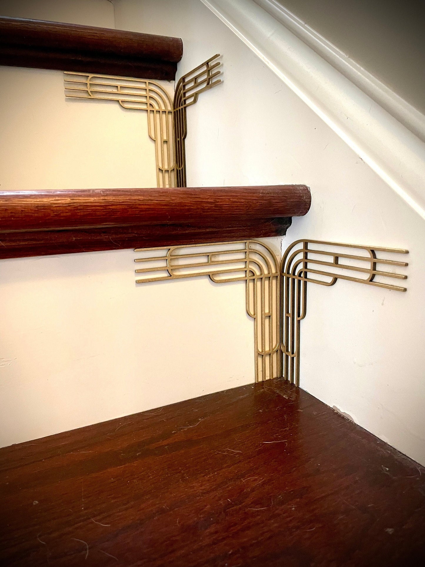 Art Deco art deco staircase corner accents / embellishments (set of 4) available in multiple finishes- style P