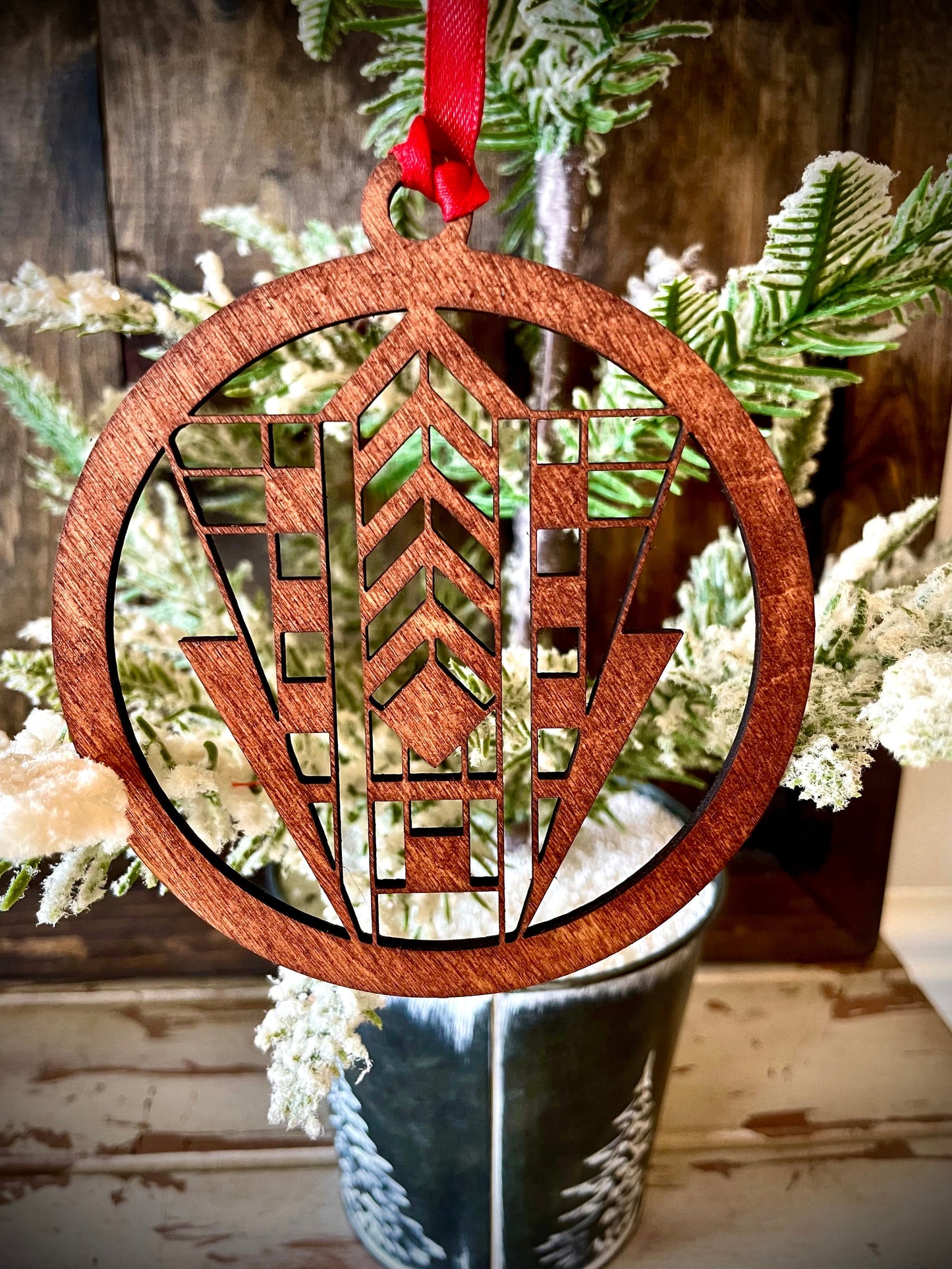 Art Deco Marquee Wood Christmas Ornament | Multiple Finishes & Styles | Boho Holiday Gift