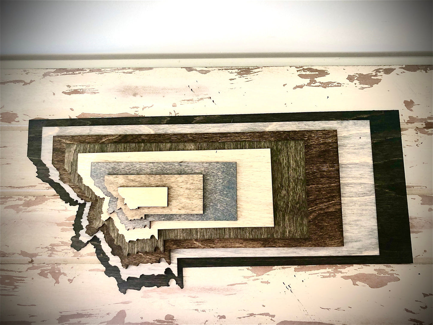 Montana Stacked State 3D Wood Table & Wall Art | Multi-Color