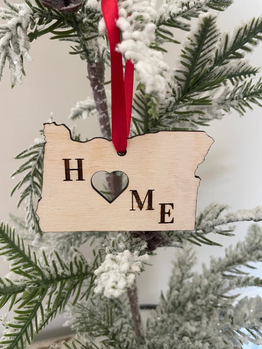 Oregon HOME Wood Ornament & Gift Tag | 12 Finishes | State Pride Gift