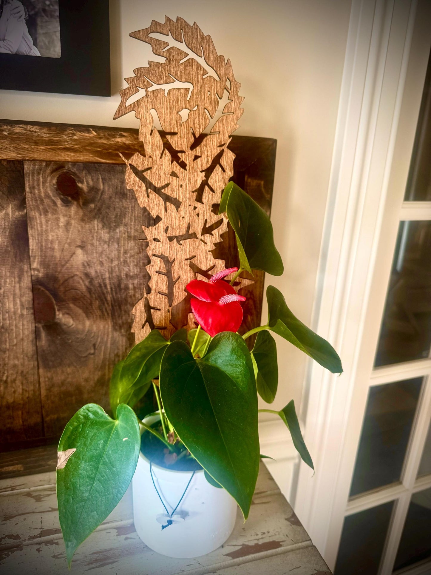 GIANT 18" Boho Indoor Plant Trellis | Oak Leaves | 12 Finishes