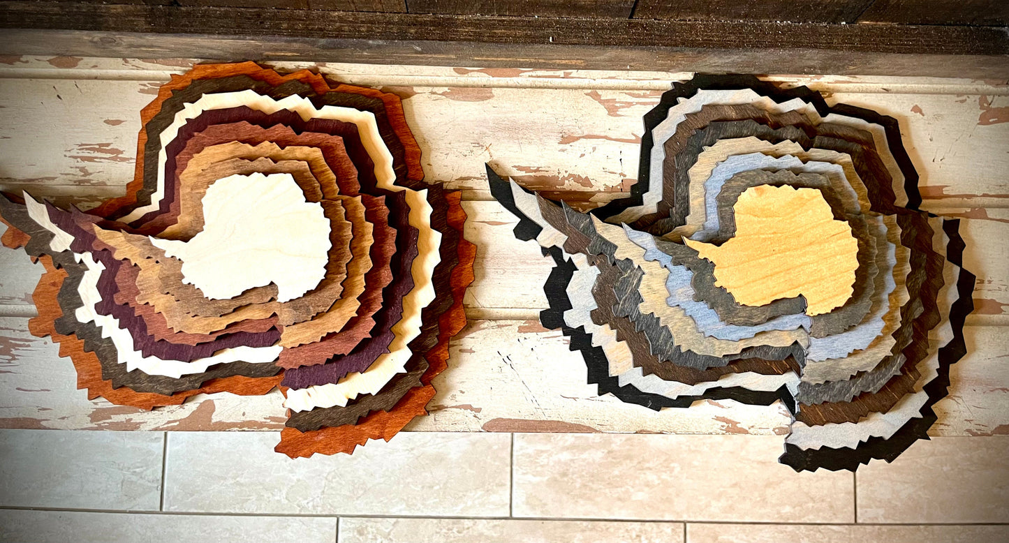 Antarctica Stacked 3D Wood Table & Wall Art | Multi-Color