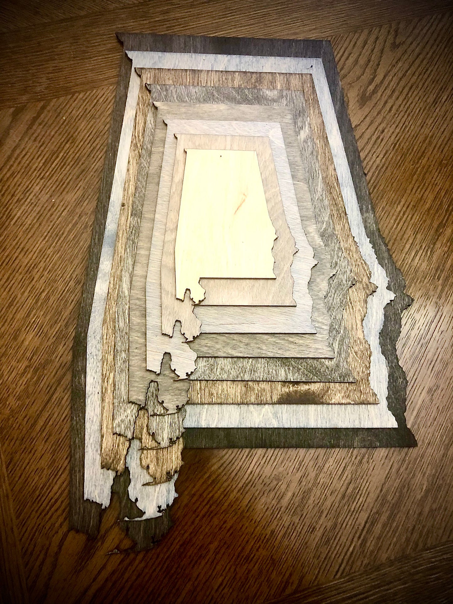 Alabama Stacked State 3D Wood Table & Wall Art | Multi-Color