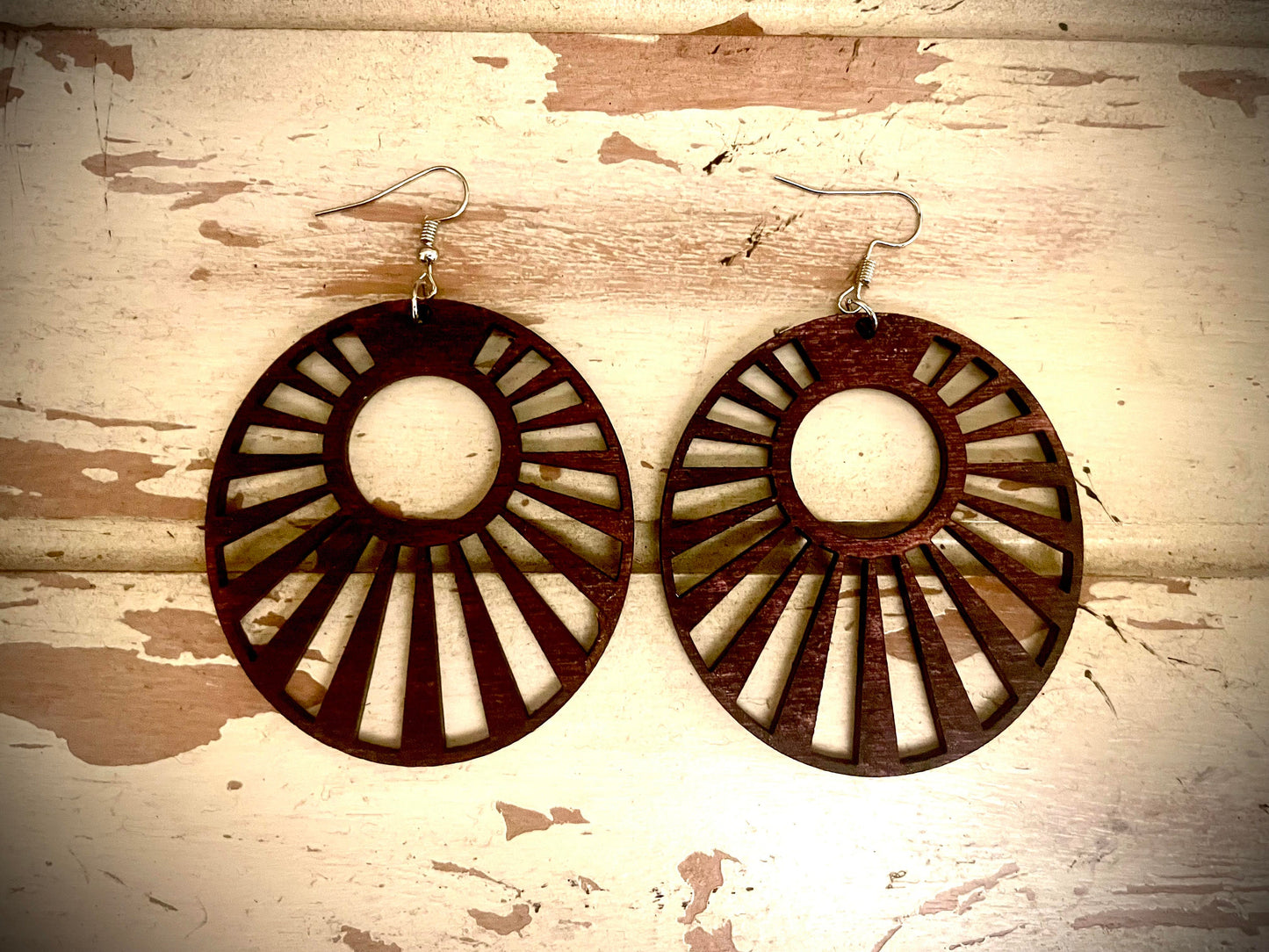 Oval Seashell Wood Dangle Earrings | 3 Sizes, 12 Finishes | Beach Gift