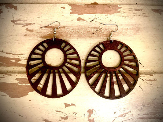Oval Seashell Wood Dangle Earrings | 3 Sizes, 12 Finishes | Beach Gift