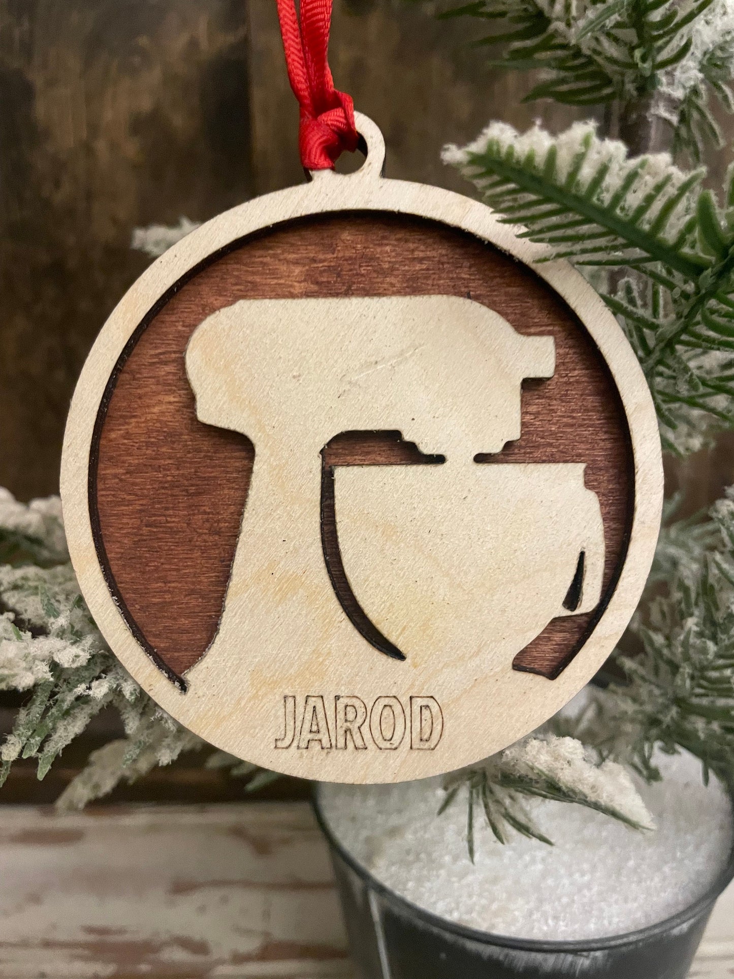 Baker Chef Cook Personalized 2-Layer Wood Christmas Ornament & Gift Tag | Multiple Finishes | Culinary Gift
