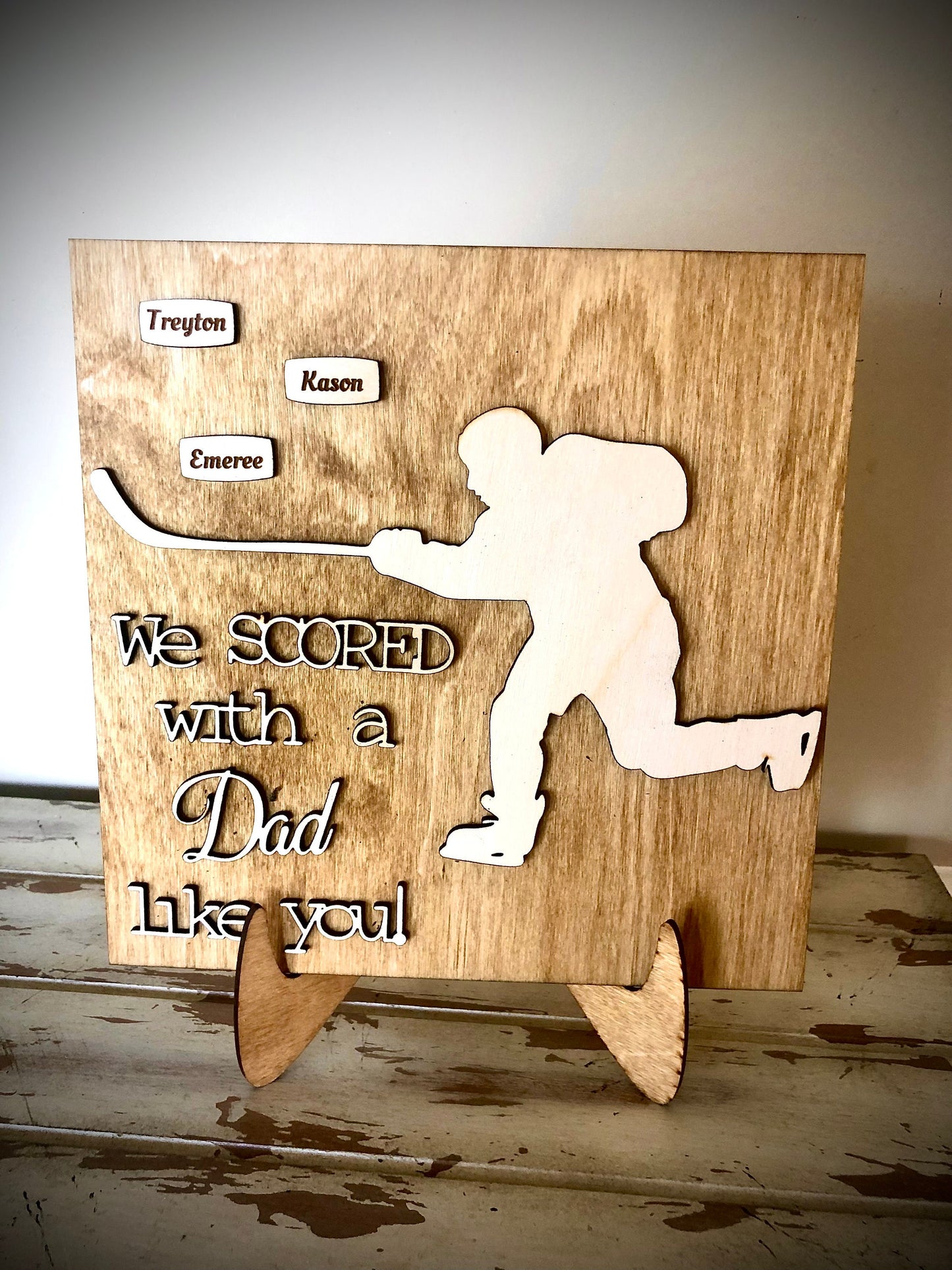 Custom Hockey Wood Plaque | Father's Day, Coach, Birthday & Christmas Gift