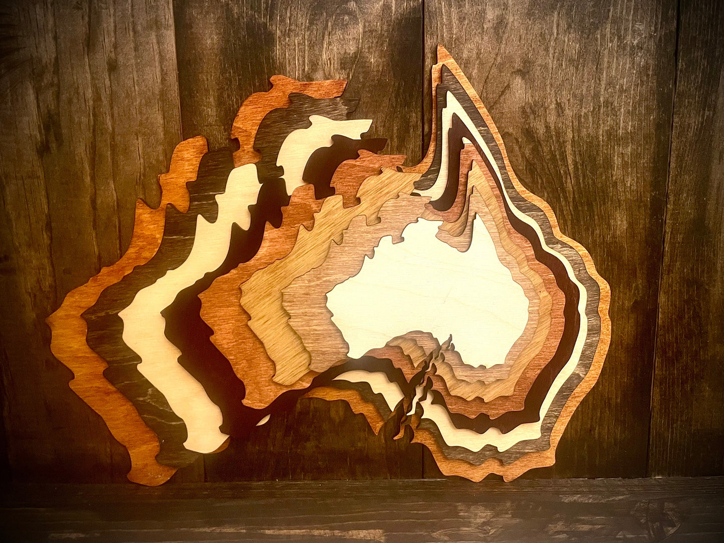 Australia Stacked 3D Wood Table & Wall Art | Multi-Color