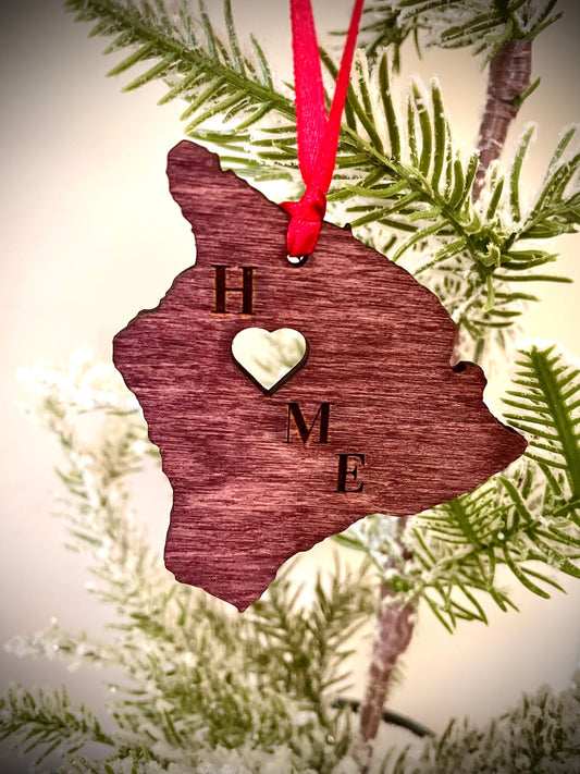Hawaii Big Island HOME Wood Ornament & Gift Tag | 12 Finishes | State Pride Gift