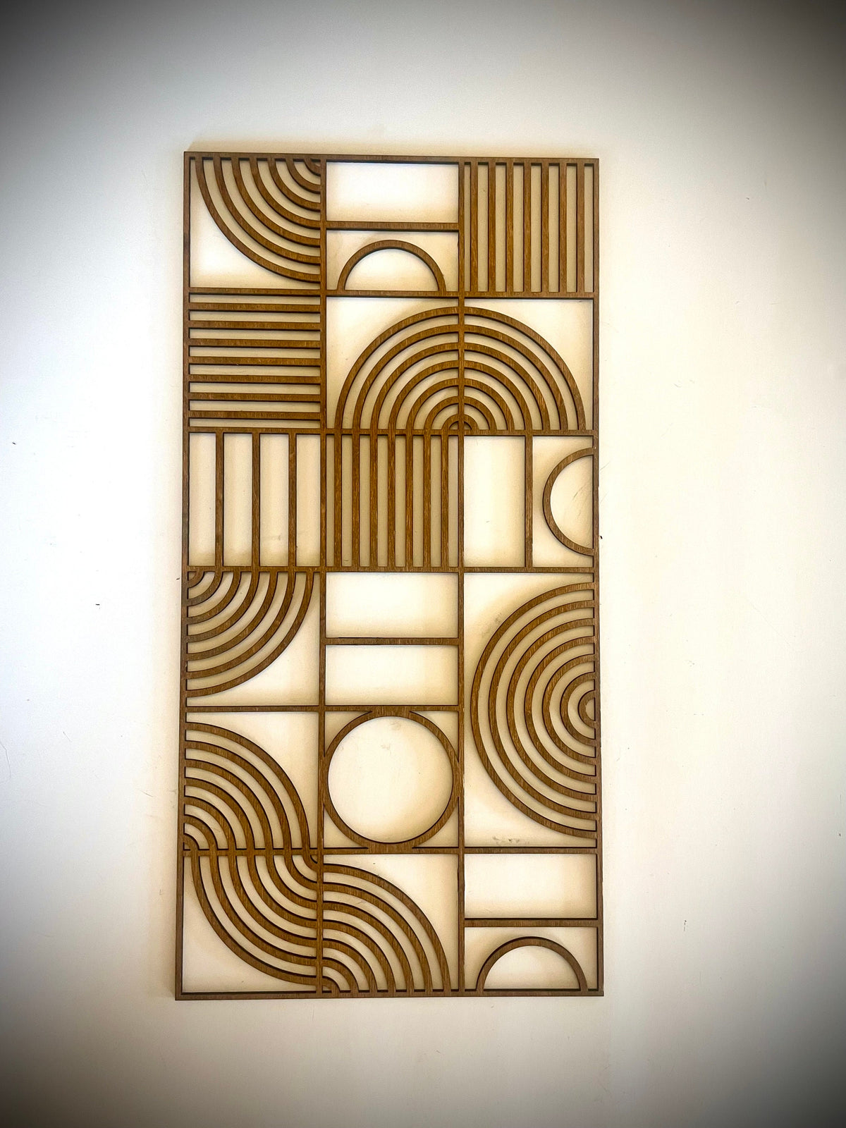 Bauhaus Style 3-Panel Wood Wall Art Set B - left panel view
