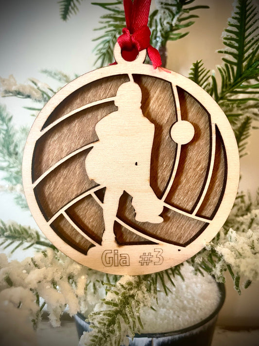 Volleyball Player Personalized 2-Layer Wood Christmas Ornament & Gift Tag | Multiple Finishes | Volleyball Gift (#11)