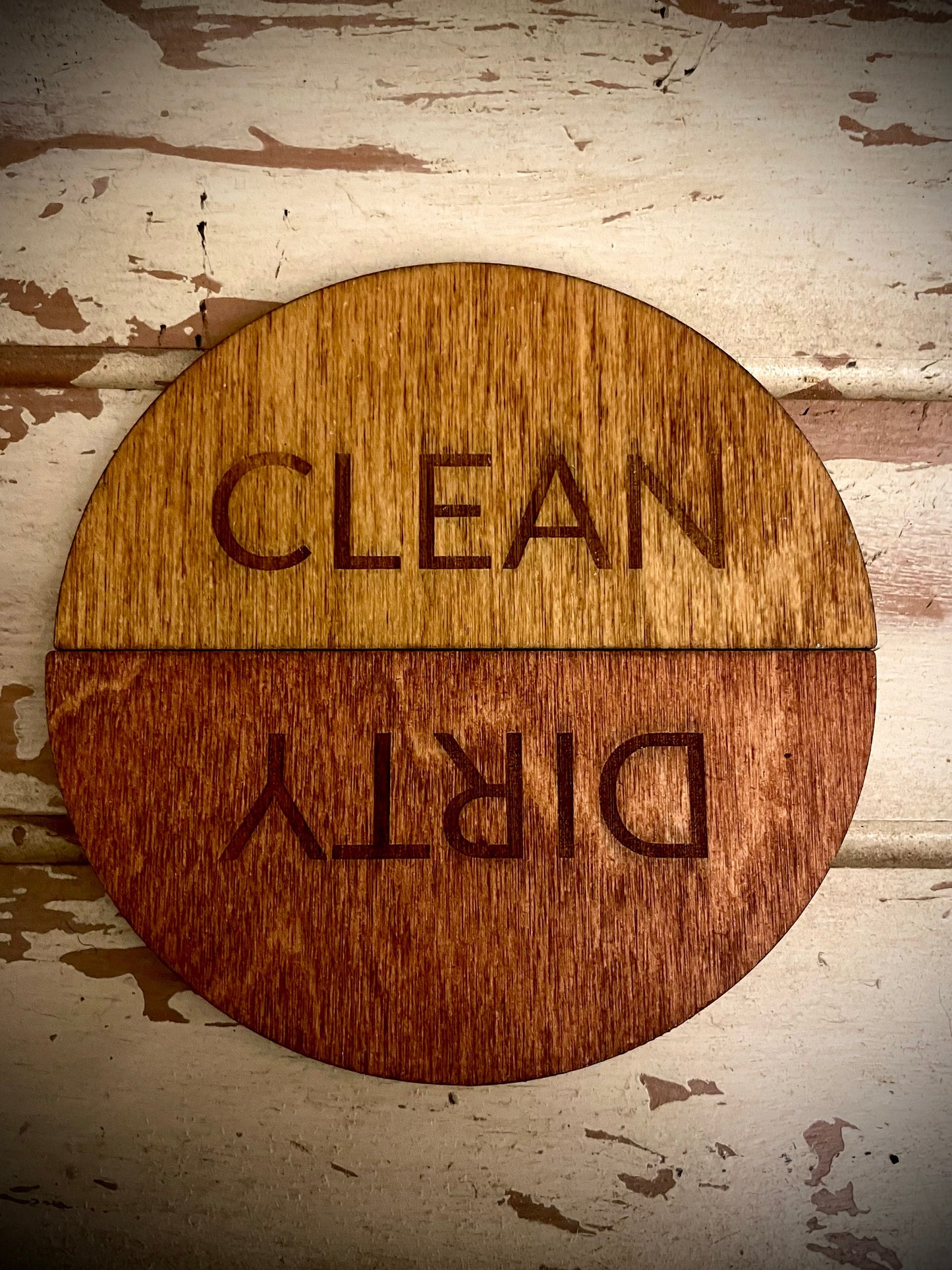 Dishes Clean & Dirty Bi-Color 2-Tone Wood Refrigerator Magnet | 12 Finishes | Funny Kitchen Gift