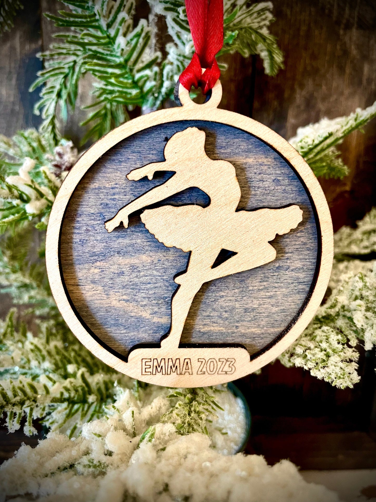 Ballet Dance Personalized 2-Layer Wood Christmas Ornament & Gift Tag | Multiple Finishes | Dance Gift (#8)