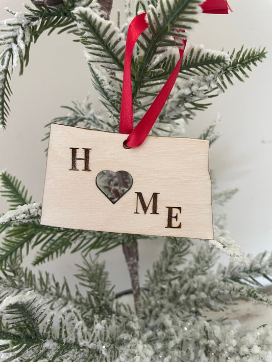 North Dakota HOME Wood Ornament & Gift Tag | 12 Finishes | State Pride Gift