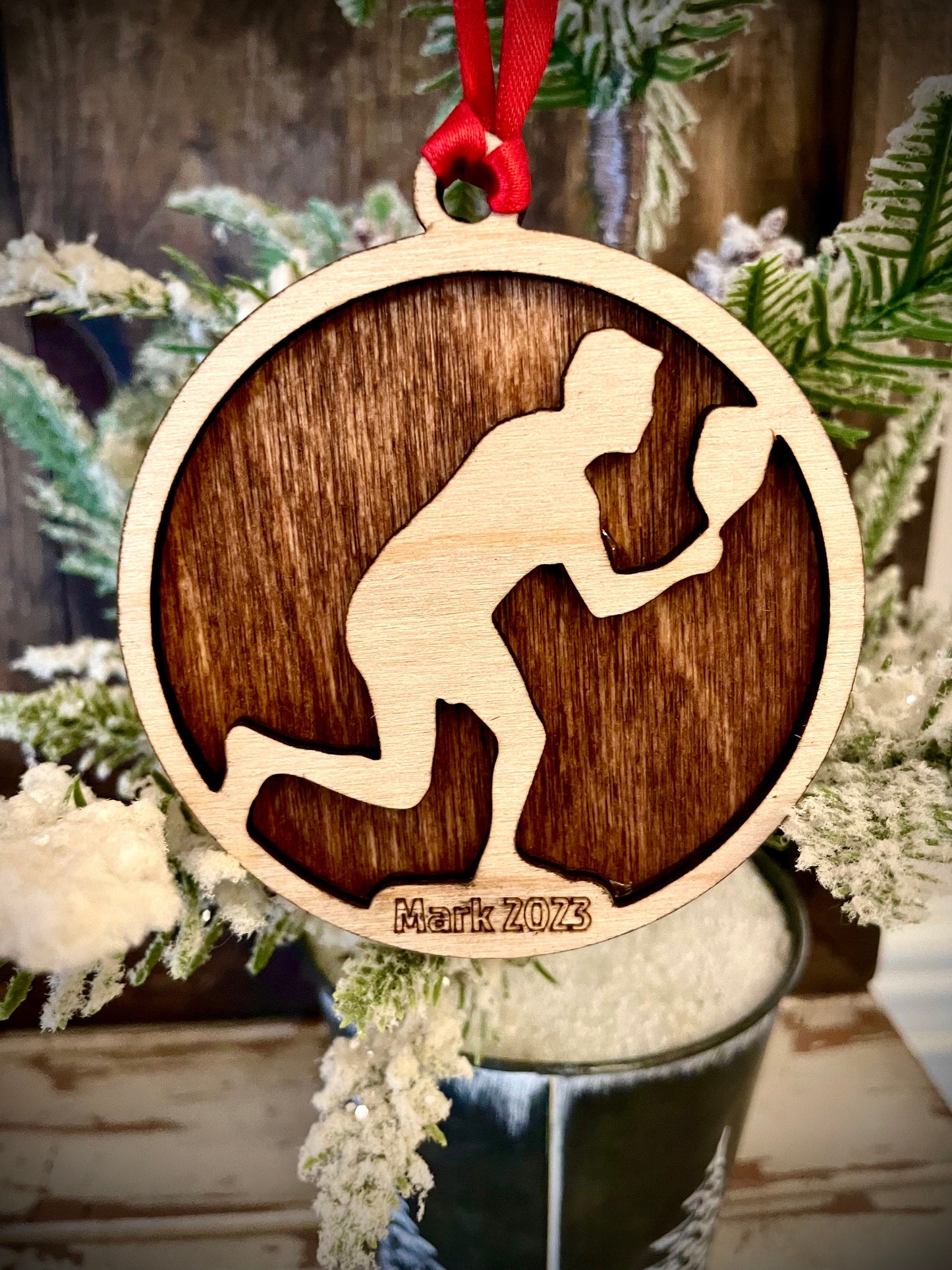 Pickleball Player Personalized 2-Layer Wood Christmas Ornament & Gift Tag | Multiple Finishes | Pickleball Gift (#6)