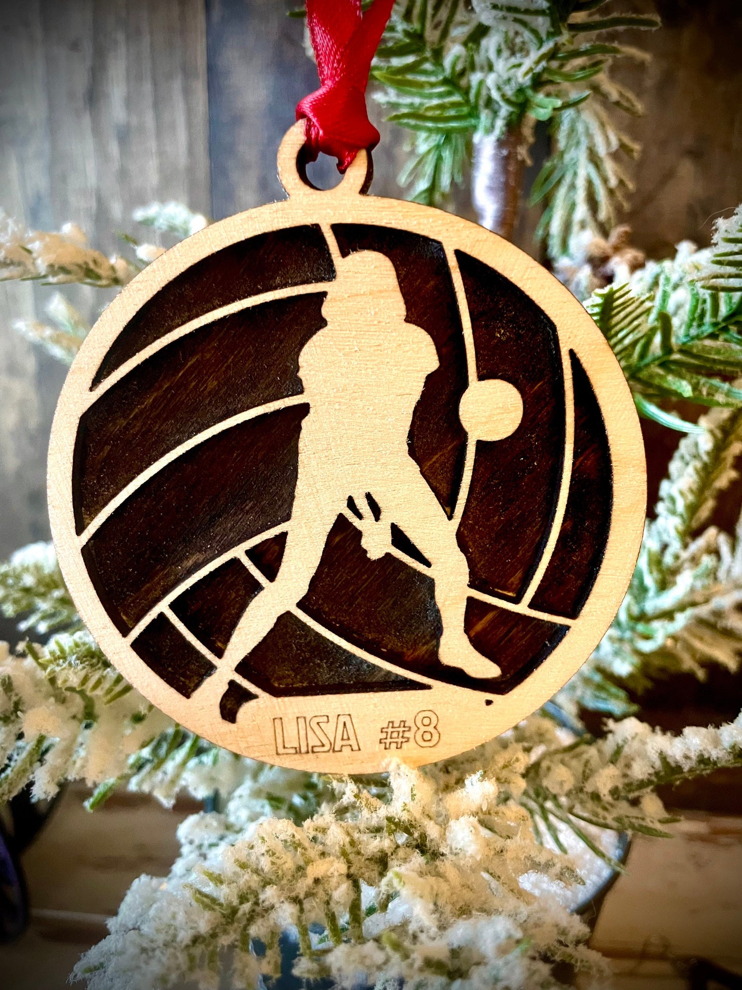 Volleyball Player Personalized 2-Layer Wood Christmas Ornament & Gift Tag | Multiple Finishes | Volleyball Gift (#2)